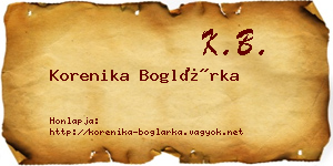 Korenika Boglárka névjegykártya